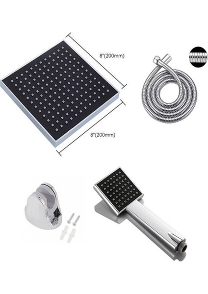 Tepe Yağmurlama Duş Seti Robotu Tepe Başlığı Çelik Hortum Tutacaklı 4lü Banyo Set