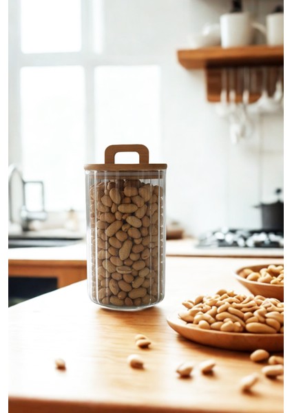 Lunel Bambu Vakum Kapaklı Kare Çizgili Cam Kavanoz – Çay Kahve Bakliyat Saklama Kabı 1500 ml fiyatları