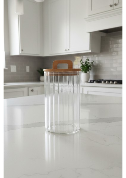 Lunel Bambu Vakum Kapaklı Kare Çizgili Cam Kavanoz – Çay Kahve Bakliyat Saklama Kabı 1500 ml modelleri