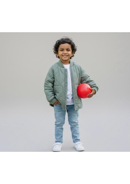 Mint Yeşili Unisex Çocuk Mont Kız - Erkek Için Uygun Sıcak Tutarlı modelleri