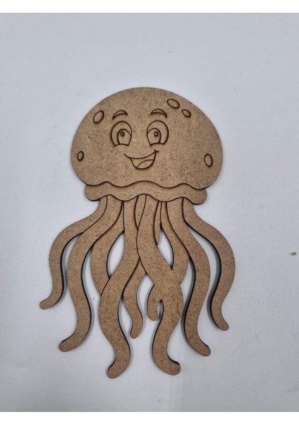 1 Adet Sevimli Ahtapot Ahşap Boyama Okul Diy Etkinlik Aktivite Sanat 15 cm x 14 cm