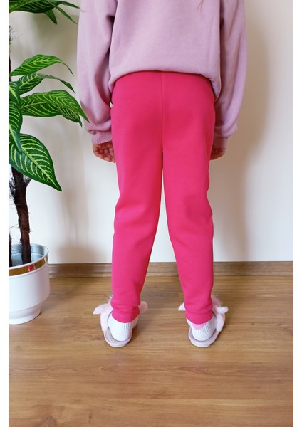 Çocuk Fuşya Kışlık Şardonlu 3 Iplik Paçası Lastikli Eşofman Altı indirimleri
