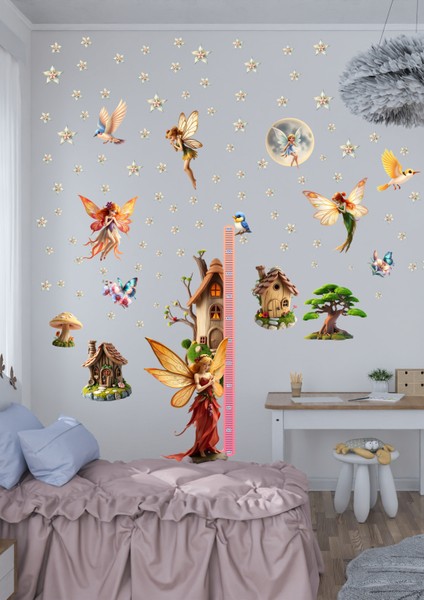 Peri Temalı Boy Ölçerli Duvar Sticker Seti - Mat, Sökülebilir, Çocuk Odası Dekoru modelleri