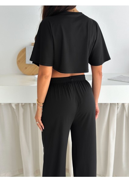 Kadın Iki Parça Salaş Takım – Crop Üst ve Bol Paça Pantolon – Yazlık Rahat Spor Takım fırsatları