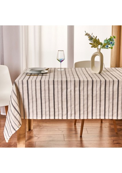 Soft Herringbone Masa Örtüsü - Ekru / Lacivert - 140X220 cm fiyatları