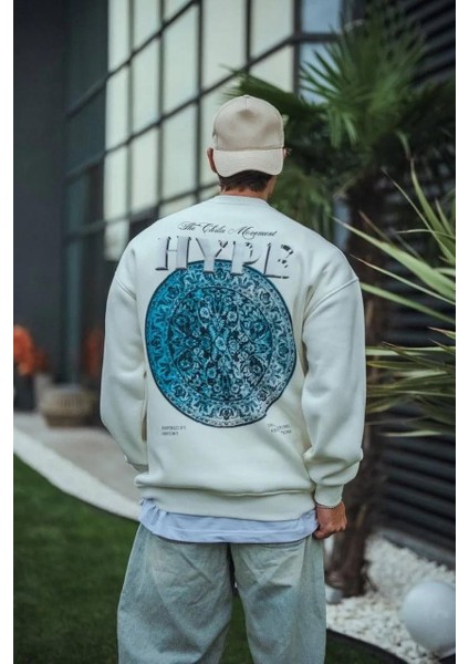 Üç Iplik Bisiklet Yaka Baskılı Sweatshirt - Beyaz fiyatları