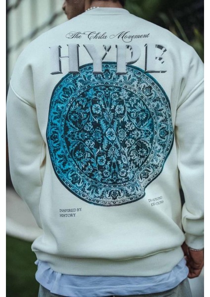 Üç Iplik Bisiklet Yaka Baskılı Sweatshirt - Beyaz modelleri