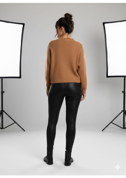 Kadın Toparlayıcı Yüksek Bel Desenli Kalın Iç Göstermez Tayt