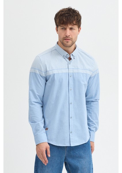 Premium Slim Fit Yün Karışımlı Kontrast Parçalı Uzun Kollu Gömlek fiyatları