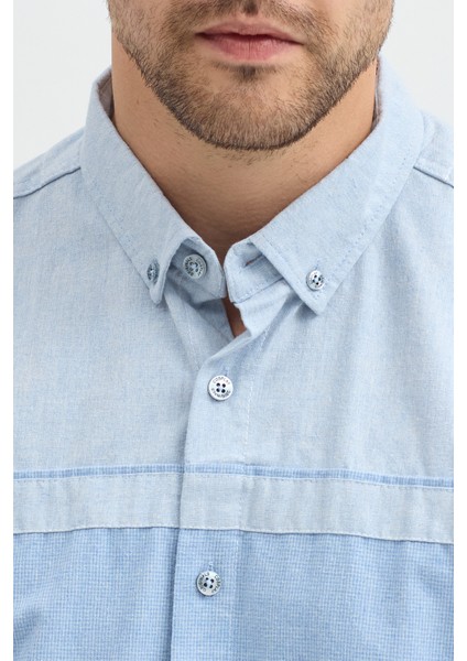 Premium Slim Fit Yün Karışımlı Kontrast Parçalı Uzun Kollu Gömlek fırsatları