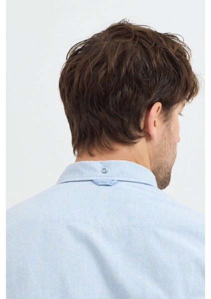 Premium Slim Fit Yün Karışımlı Kontrast Parçalı Uzun Kollu Gömlek