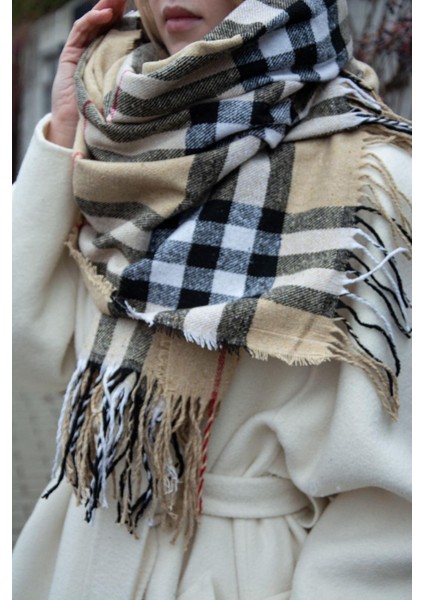 Desenli Kalın Omuz Şal Atkı