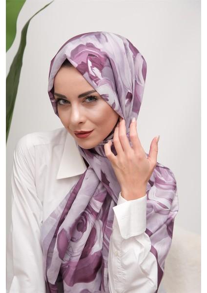 Floral Akrilik Desenli Dijital Soft Şal