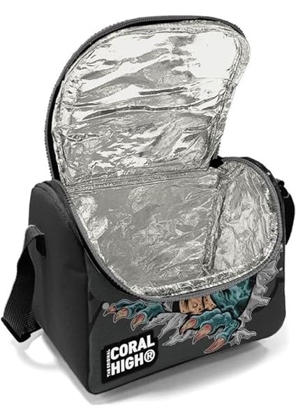 High Erkek Okul Okul Beslenme Çantası - Siyah Gri Dinazor - Termal Astarlı modelleri