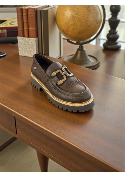 D25KA-3150 Kahve Hakiki Deri Tam Ortopedik Kadın Casual Günlük Ayakkabı