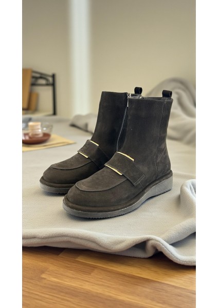 R25-502 Siyah Hakiki Deri Tam Ortopedik Kadın Bot