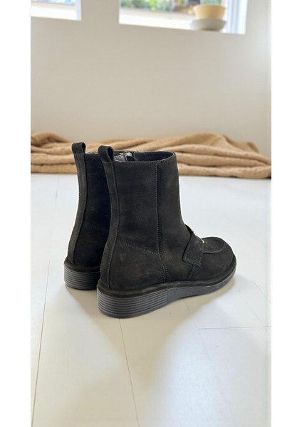 R25-502 Siyah Hakiki Deri Tam Ortopedik Kadın Bot modelleri