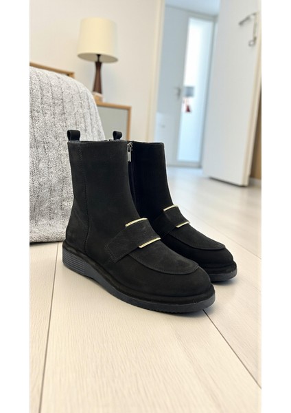 R25-502 Siyah Hakiki Deri Tam Ortopedik Kadın Bot fırsatları