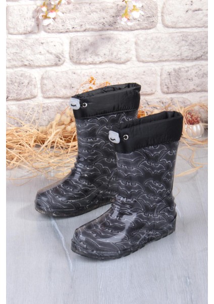7061 Yarasa Figürlü Içi Peluşlu Su Geçirmez Erkek Çocuk Kar Yağmur Çizmesi fırsatları