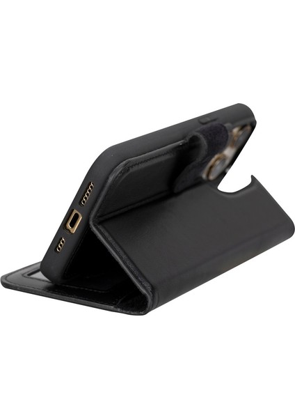 Apple iPhone 15 Pro Max Uyumlu Deri Cüzdanlı Kılıf Mwwn Rst1 Siyah modelleri