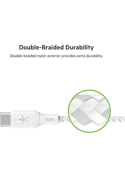 Usb-C - Usb-C Kablosu, 100 W Güç Dağıtımı iPad Pro, Macbook, Galaxy ve Diğer Aygıtlar Için Çift Örgülü Naylon Kılıflı Usb-If Sertifikalı 2.0 Şarj Kablosu (2 M) Beyaz fırsatları