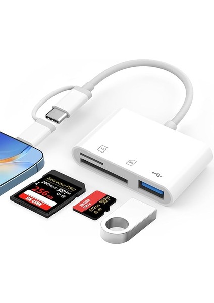 iPhone iPad Için 3'ü 2 Arada Sd Kart Okuyucu iPhone Sd Için Sd Kart Okuyucu iPhone Sd Kart Adaptörü iPhone 15/14/pro Max/pro/plus/ipad Pro/macbook Pro/air Için Kart Okuyucu