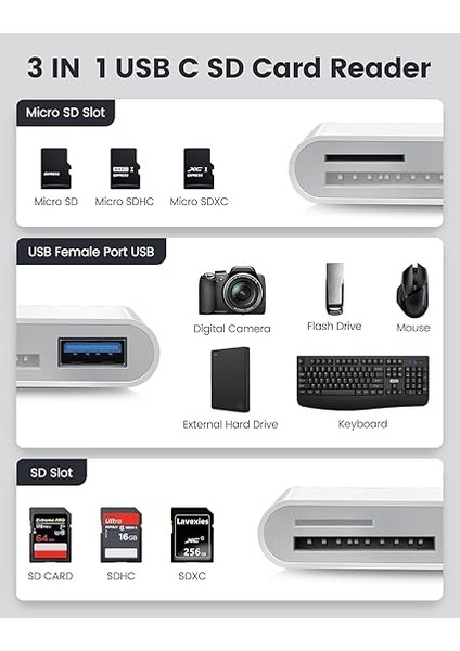 iPhone iPad Için 3'ü 2 Arada Sd Kart Okuyucu iPhone Sd Için Sd Kart Okuyucu iPhone Sd Kart Adaptörü iPhone 15/14/pro Max/pro/plus/ipad Pro/macbook Pro/air Için Kart Okuyucu modelleri