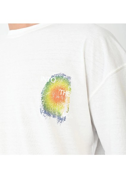 Unisex Bisiklet Yaka Baskılı Oversize T-Shirt - Beyaz fırsatları