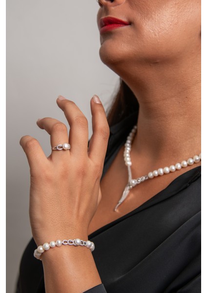 Zarif Inci Set 925 Ayar Gümüş Rodyum (Beyaz Altın) Kaplama Gerçek Inci Set fiyatları