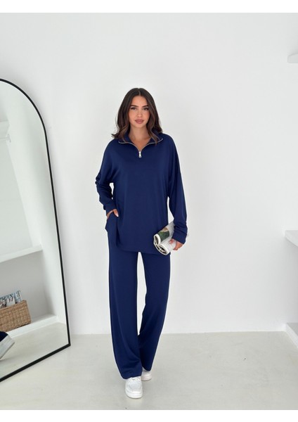 Kadın Fermuarlı Rahat Kesim 2'li Eşofman Takımı - Günlük ve Şık Kombin