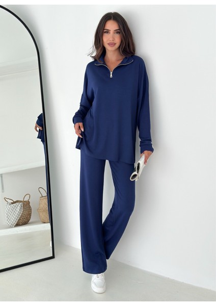Kadın Fermuarlı Rahat Kesim 2'li Eşofman Takımı - Günlük ve Şık Kombin fiyatları