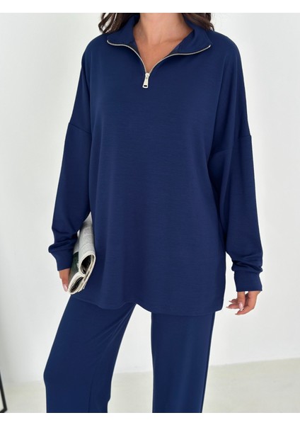 Kadın Fermuarlı Rahat Kesim 2'li Eşofman Takımı - Günlük ve Şık Kombin fırsatları