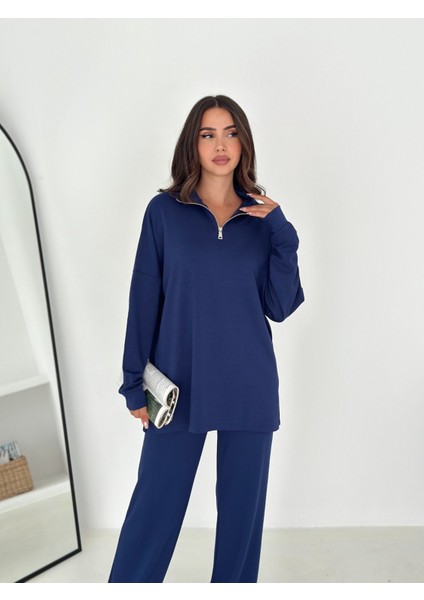 Kadın Fermuarlı Rahat Kesim 2'li Eşofman Takımı - Günlük ve Şık Kombin indirimleri