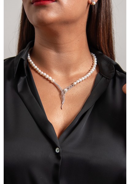 Zarif Inci Set 925 Ayar Gümüş Rodyum (Beyaz Altın) Kaplama Gerçek Inci Set indirimleri