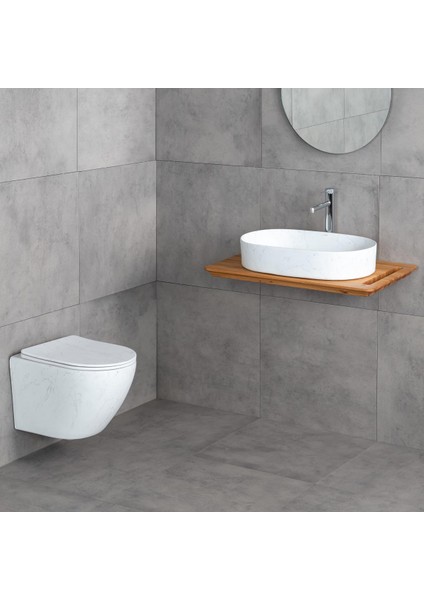 ET-W1200M8 Asma Klozet Mermer Desenli Mat Beyaz modelleri