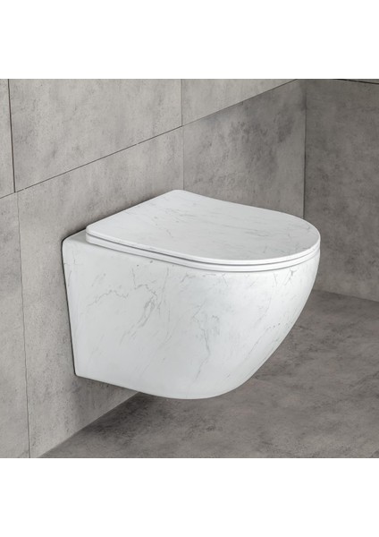 ET-W1200M8 Asma Klozet Mermer Desenli Mat Beyaz fırsatları