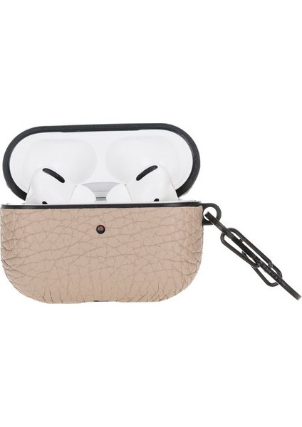 Apple Airpods Pro Uyumlu Deri Kılıf Juni Erc3 Bej