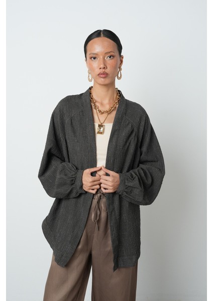 Kadın Soğuk Kahve Oversize Kesim Desenli Tesettür Kimono modelleri