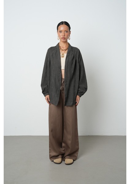 Kadın Soğuk Kahve Oversize Kesim Desenli Tesettür Kimono fırsatları