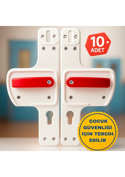 Bariyerli Kapı Kolu |çocuk Güvenlikli | Okul, Kreş ve Eğitim Alanlarına Uygun 10 Adet