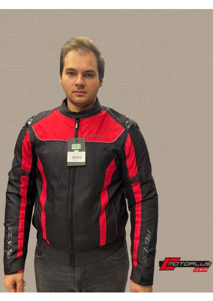 Motosiklet Ceketi Raptor Hörgüçlü Kırmızı-Siyah