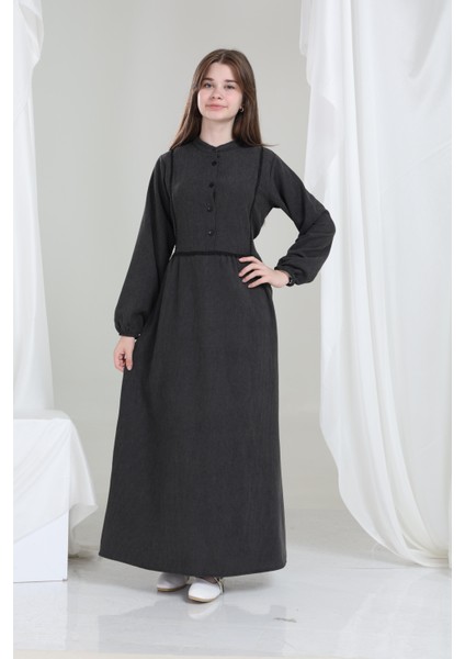 Melora Kız Çocuk Kadife Elbise Füme