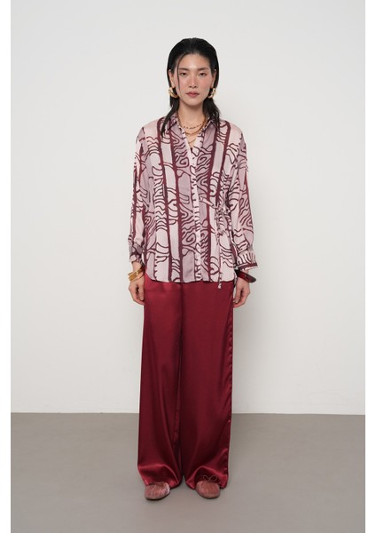 Kadın Belden Bağlama Detaylı Desenli Gömlek fırsatları