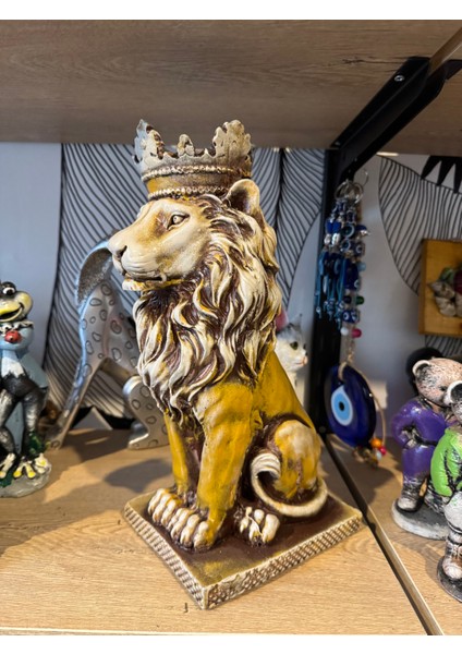 Dekoratif Kral Aslan Heykel Biblo Polyester