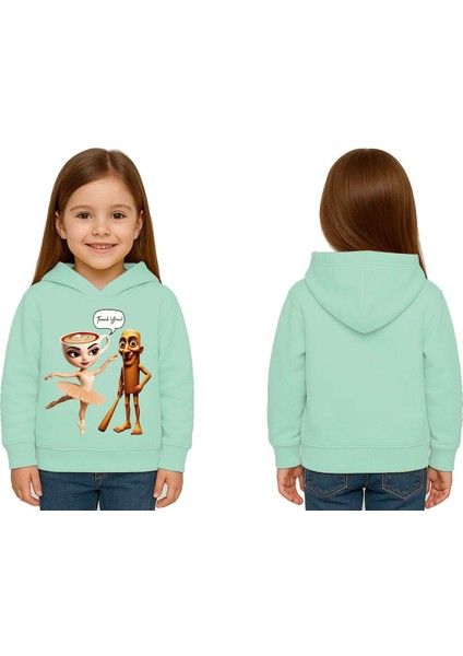 Unisex Brainrot Baskılı Çocuk Swaetshirt Kapüşonlu 3 Iplik Şardonlu