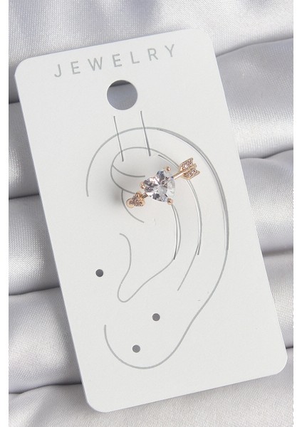 Pirinç Gold Renk Zirkon Taşlı Kalp Ok Model Kadın Kıkırdak Küpe fiyatları