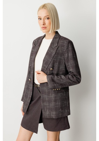 Kadın Ekoseli Kapak Cepli Ceket 5173 Bordo fiyatları