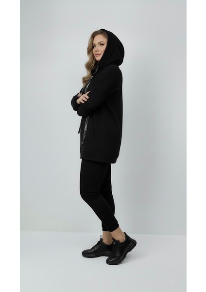 Kadın Büyük Beden Uzun Kollu Kapüşonlu Fermuar Detaylı Sweatshirt 2007 modelleri