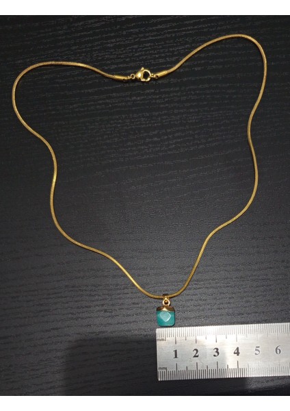 Doğal Taş Yeşil Kalsedon Kolye fiyatları