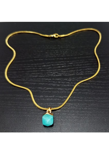 Doğal Taş Yeşil Kalsedon Kolye modelleri